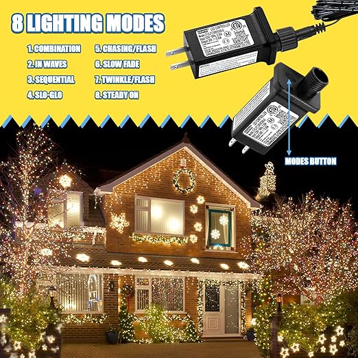 30V 0.3A Class 2 Power Supply Replacement LED Transformer IP44 LED Light Controller Low Voltage Transformer for Christmas String Light Inflatable Device (30V9W 8Modes 1PC)