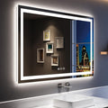 YEELAIT 55x36 Inch LED Bathroom Mirror with Lights Front and Backlit Lighted Vanity Mirror for Bathroom Wall with 3 Colors Dimmable Anti-Fog Memory Shatter-Proof IP54 Waterproof Horizontal/Vertical
