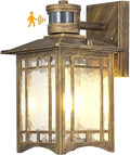 XANGQAN Bronze Outdoor Motion Sensor Lights - Dusk to Dawn Lighting Fixture for Outside House Exterior - Wall Mount Porch Lantern with Yard Front Motion Detector - Garage Patio Anti-Rust Light