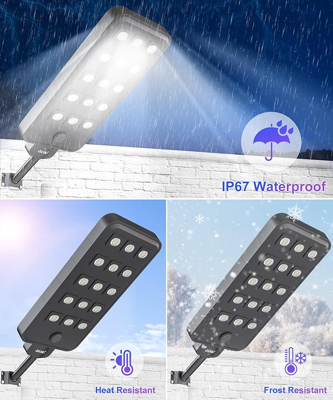JAYNLT X-15000W Solar Street Lights Outdoor, Ultra-Large 6500K Commercial Parking Lot Lights Dusk to Dawn,IP67 Waterproof Solar Power Flood Security Light for Parking Lot,Garage