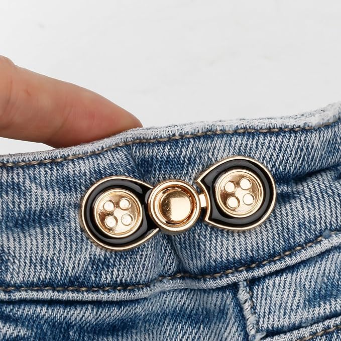 TOOVREN Pant Waist Tightener, Detachable Jean Buttons for Loose Jeans, No Sew and No Tools Button Pins for Jeans, Adjustable Jean Buttons Pins, Daisy Flower Instant Pants Button Tightener 4 Sets
