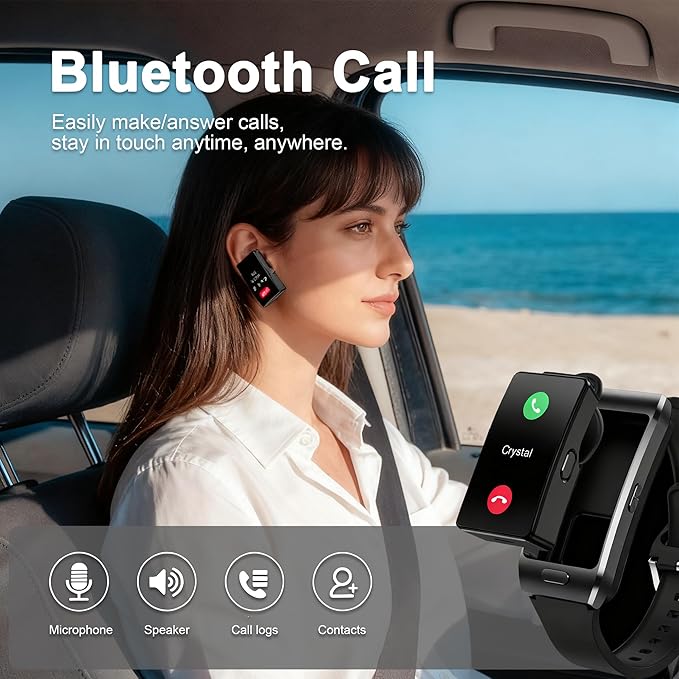 2-in-1 Smart Health Band with Built-in Bluetooth Earbuds, Fitness & Activity Tracker with Heart Rate & Sleep Monitor, Bluetooth Call Support, 1.57" HD Touchscreen for Daily Wellness(Blue)