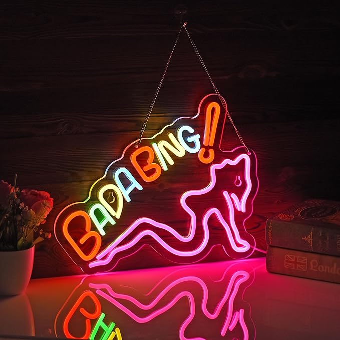 ZODZ Bada Bing Neon Sign for Wall Décor Sopranos Merch Girls Dimmable LED Neon Light Sign Decor