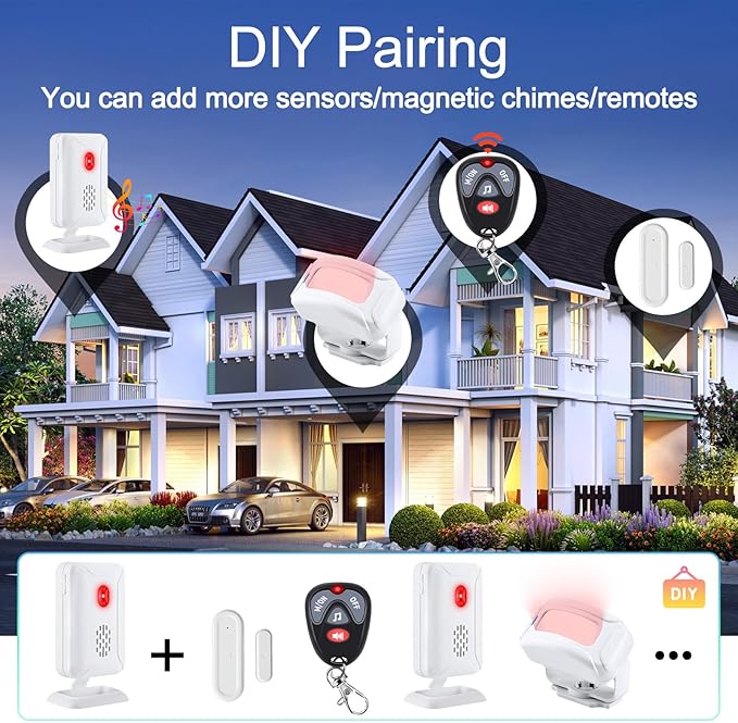 KCMYTONER Wireless Motion Sensor Detector Security Alarm Chime, Motion Sensor Doorbell, Door Chime for Business Entry, Shop Store Office Home Front Door Entry, 1 Receiver 2 Motion Sensor