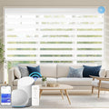 COOLWINDS Motorized Zebra Blinds for Windows Cordless Electric Curtains with Remote Control Blackout Shades Custom Smart Blinds Compatible with Alexa Google Home(Blackout White,W31 X 72in)