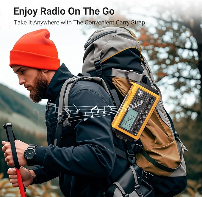 Mesqool 12000 Emergency Radio, Auto Digital Weather Radio NOAA/AM/FM/SW Battery Backup Crank with Flashlight Phone Charger, Portable Solar Powered Radio Backlit LCD Display, SOS