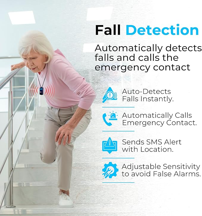 SecuLife New 2026 Fall Alert Device, Medical Alert Pendant with for Seniors, SOS Call, GPS Tracking & Reminders – Wearable Emergency Necklace for Elderly, Waterproof, 2-Way Calling, Panic Button