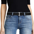 JASGOOD Women No Show Stretch Belt Elastic Web Strap Belt with Flat Buckle for Jeans Pants Dresses