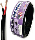 NATIONAL Wire & Cable – 16 AWG 2-Conductor Premium Copper Wire, 50 ft, Stranded | Made in USA, Heavy-Duty Flexible Jacket | LED, Lights, DIY Projects, Low Voltage Wiring, Indoor and Outdoor Use