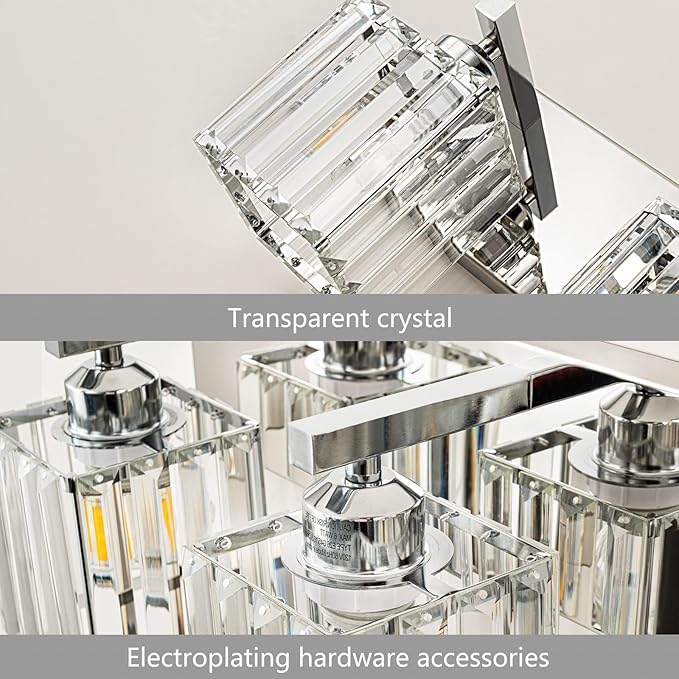 FDPBY Modern 4-Light Chrome Crystal Bathroom Vanity Light Fixtures