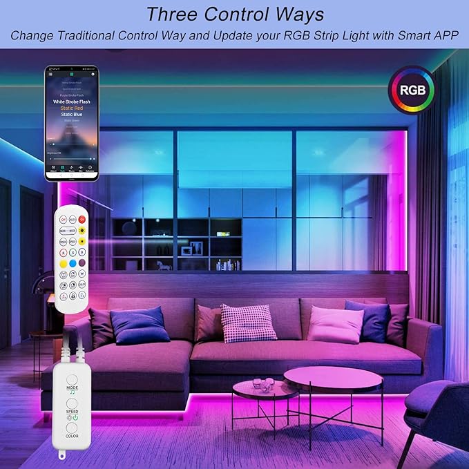 Sunity LED Strip Light Controller with APP, Music Sync and IR Remote for Upgrading 4-pin 10mm Led Lights Strip to Bluetooth Connection