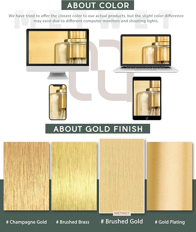 METWET 4-Light Bathroom Light Fixtures, Brushed Gold Vanity Light with Cylinder Clear Glass Shade, Modern Vanity Lighting Fixtures Over Mirror, VL143-BG-4