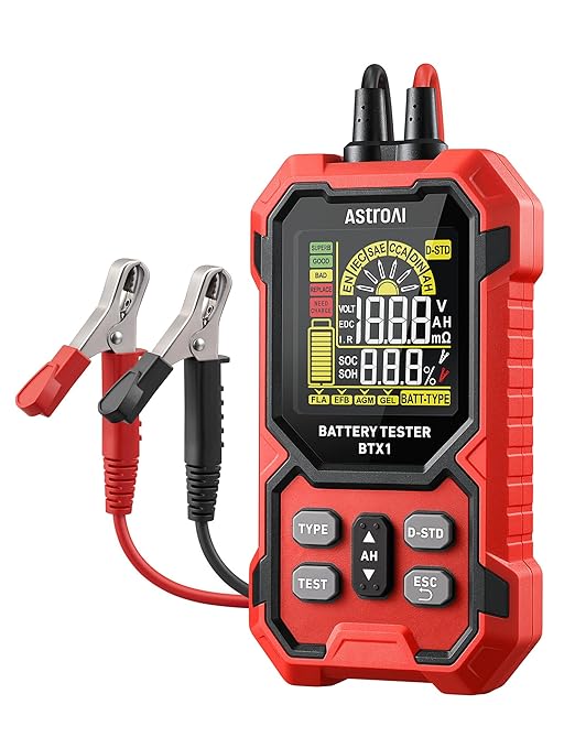 AstroAI Car Battery Tester, 12V/24V Digital Automotive Meter Diagnostic Tool,100-2000 CCA Load Capacity, for Preventive Maintenance Truck, RV, Marine Vehicle, and More