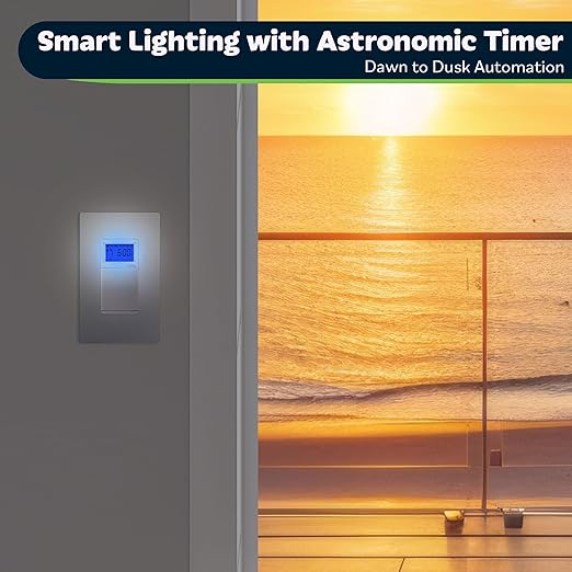 TOPGREENER Digital Astronomic Timer Switch, 7-Day Programmable Sunrise Sunset, Single Pole or 3-Way, Neutral Wire Required, 120VAC, UL Listed, TGT01-H-SV, Silver