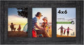 Americanflat Hinged 4x6 Triple Picture Frame with 3 Photo Openings and Polished Glass - Distressed Wood Collage Picture Frames for Tabletop and Wall Display - Hampton Collection - Charcoal Black