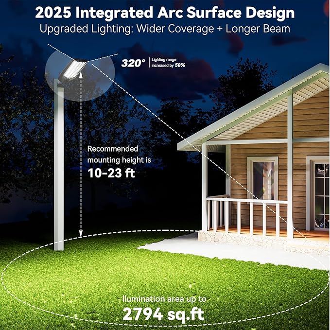 MMKT Solar Lights Outdoor, 12000W 3 Color Solar Street Lights, Commercial Solar Parking Lot Lights Waterproof Dusk to Dawn, Security Flood Lights with Motion Sensor for Yard, Basketball Court 2Pack