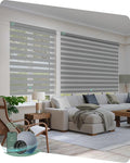 Yoolax Motorized Zebra Blinds Compatible with Alexa,Motorized Blinds with Remote Smart Automatic Custom Electric Window Blinds Cordless Indoor Blackout for Home Bedroom Kitchen (Enamel Grey)