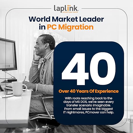 LAPLINK Easy Transfer Cable, Includes PCmover Express Data Transfer Software and High Speed Ethernet Cable, Single Use License, Only Transfers Files and Settings. Compatible with Windows 11