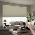 Boolegon Motorized Blinds with Remote, 100% Blackout Smart Blinds, Automatic Cellular Shades for Windows, Rechargeable Electric Honeycomb Shades for Home,Blackout Beige,Custom Size