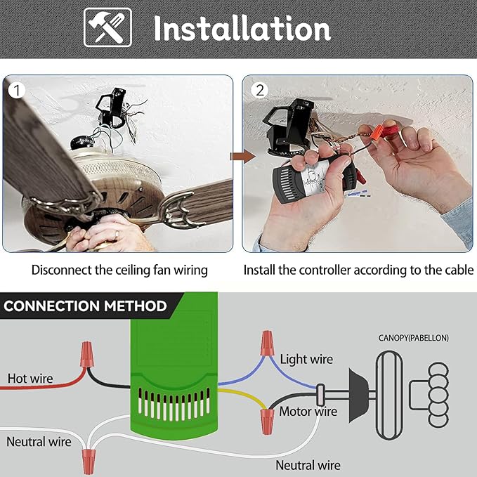 Ceiling Fan Remote Replacement Hunter 99770, Universal Ceiling Fan Remote Control Kit Replacement for 99770 99392 99813 99815 99384 99772 99122 99123 99600