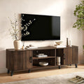 LuxenHome 70 Inch TV Stand, Mid Century Modern TV Stands for Living Room for TV Up to 75", Walnut Media Console Entertainment Center with Storage, Brown TV Consoles for Living Room with Curved Edge