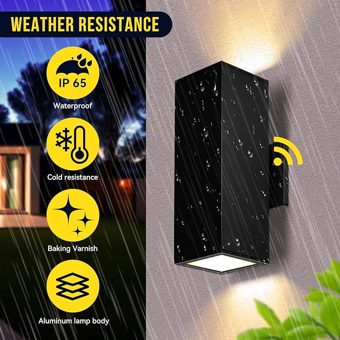 MZLITI Outdoor Light Fixture Dusk to Dawn 2 Pack, Matte Black Modern Porch Light IP65, 3000K LED Bulbs Exterior Lighting Fixtures Outdoor Wall Lights for House, Garage Front Door