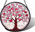 DASTOLL Stained Glass Window Hanging, Pink Love Heart Tree Suncatcher Hangings Beige Sun Catchers Decor for Birthday Holiday for Women, Men, Wife, Aunt, Mom 7.8 in
