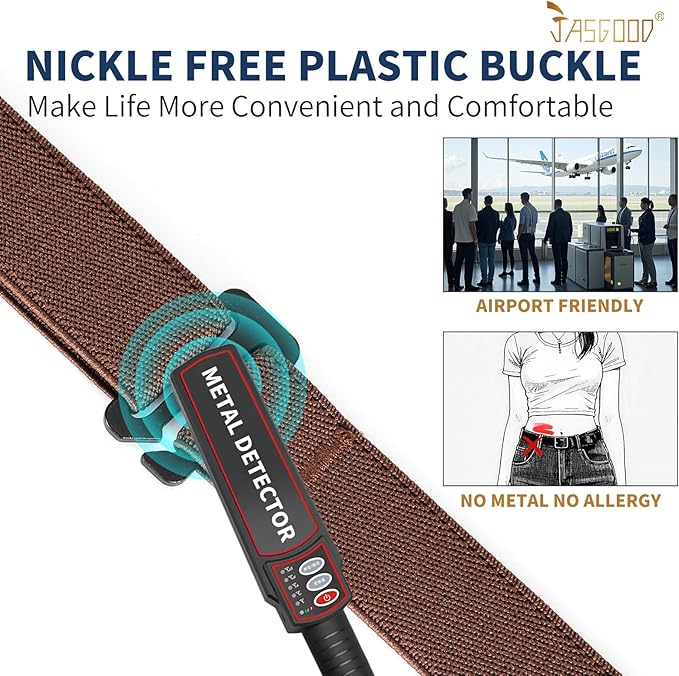 JASGOOD Women No Show Stretch Belt Elastic Web Strap Belt with Flat Buckle for Jeans Pants Dresses