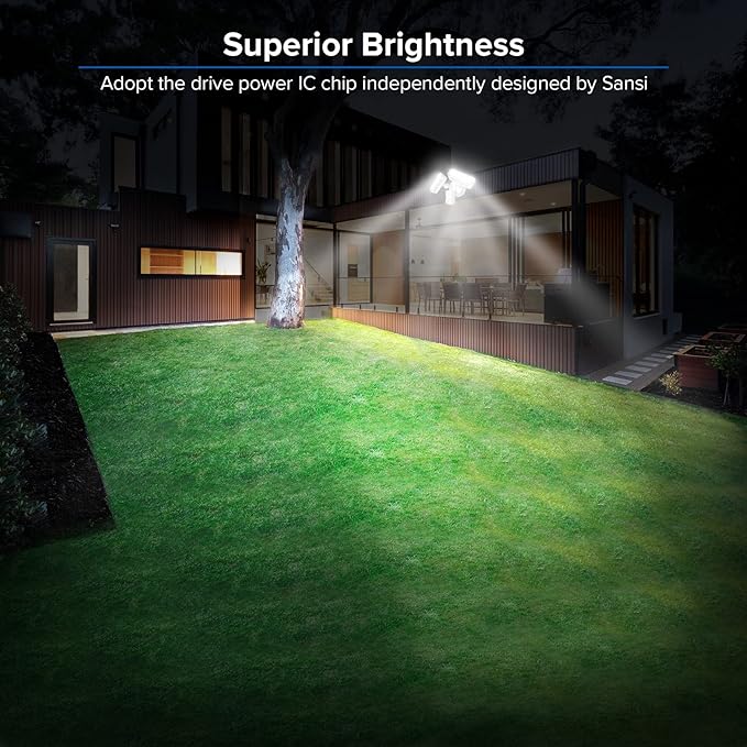 SANSI 36W LED Motion Sensor Outdoor Lights,Hardwired Security Light Motion Activated,Flood Lights Dusk to Dawn 3600LM,Motion Detection Lights,Super Bright for Yard,Garage,350W Equiv 5000K IP65,White