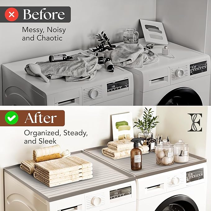 2 PC Washer and Dryer Top Cover Protectors 25" x 25", Laundry Machine Dust Guards (Beige (Sand))