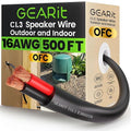 GEARit Outdoor Speaker Wire CL3 Rated, 16 Gauge Speaker Wire, Speaker Cable 500 ft for Outdoor Speakers, Patio, Garden, Backyard Audio, Direct Burial in Ground/in Wall, OFC (Black, 2-Conductors)