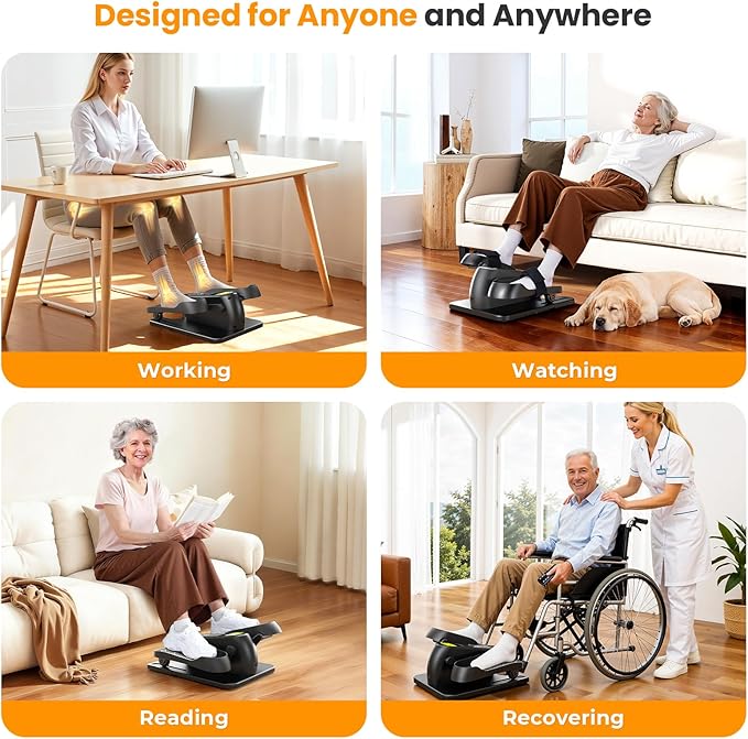 Under Desk Elliptical Machine, Ellipse Leg Exerciser as Seen on TV for Seniors with Remote Control & 12 Manual & Auto Mode, Low-Impact Quiet Portable Electric Seated Pedal Exerciser for Home Office
