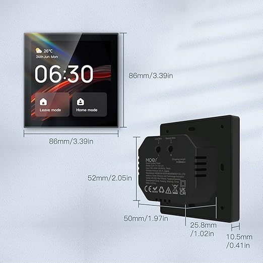 Smart Scene Wall Switch Panel 100 to 240V with 4 Inch Touch Screen and Voice Control for Smart Home Control (Compatible with ZigBee and BT Devices)