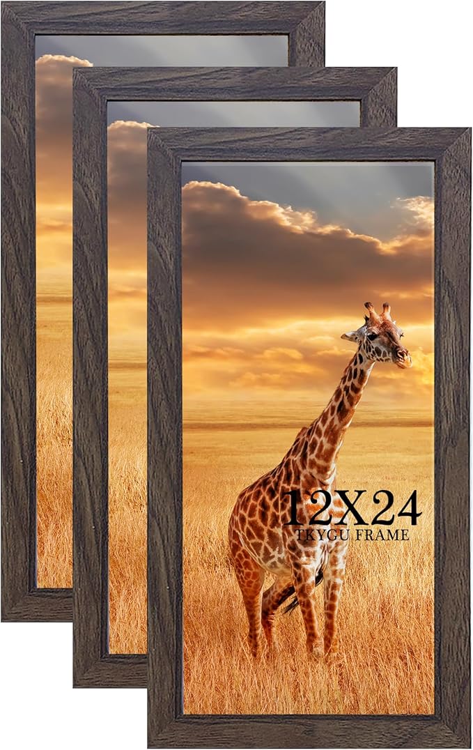 TKYGU 12x24 Picture frame Set of 3,Wooden frame 12x24 Wall Gallery Poster Photo frame walnut 12 by 24 Photos Posters frame -wedding best gift