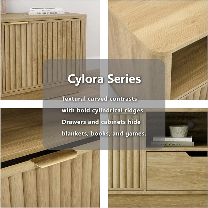 Lab Cosi TV Stand for TVs up to 80'',Modern TVStand with Drawer Storage,TV Console with Adjustable Shelve Storage
