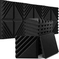 Foroomaco 12 Pack Sound Proof Foam Panels for Walls, 12x12x2 Inches Half-Slash Style Acoustic Panels for Home Studio Acoustic Treatment (Black)