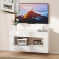 Vavkorkula High Gloss TV Stand for 55 Inch with 2 Large Drawers & Hidden Storage Cabinets, Modern Entertainment Center Television Stands for Living Room Bedroom, White