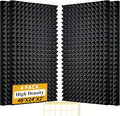 4 Pack Black Acoustic Foam Panels,48x24x2 Inch Sound Proof,High Density Soundproof Wall Panels,Fireproof Cancelling Foam Studio (Black, 4 PCS)