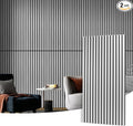 Art3d 2 Wood Slat Acoustic Panels for Wall and Ceiling - 3D Fluted Sound Absorbing Panel with Wood Finish - Silver