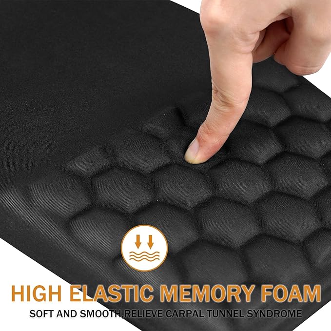 BOCHEERY Ergonomic Mouse Pad Wrist Support,Upgrade Mousepad with Massage Design,Non-Slip PU Base Desktop Mouse Pads for Pain Relief, Computer, Office & Home,12 x 8 in（E-Black）