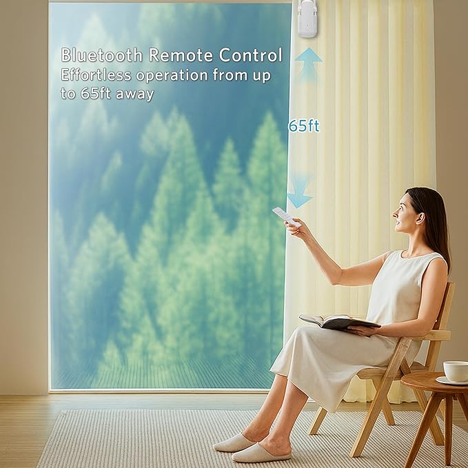 Tripvyantic Automatic Curtain Opener Smart Electric: Remote Control Motorized Curtain Robot for Bedroom Living Room Window - No WiFi Needed - 20KG Load/ 6-Month Battery for Home/Office/Nursery