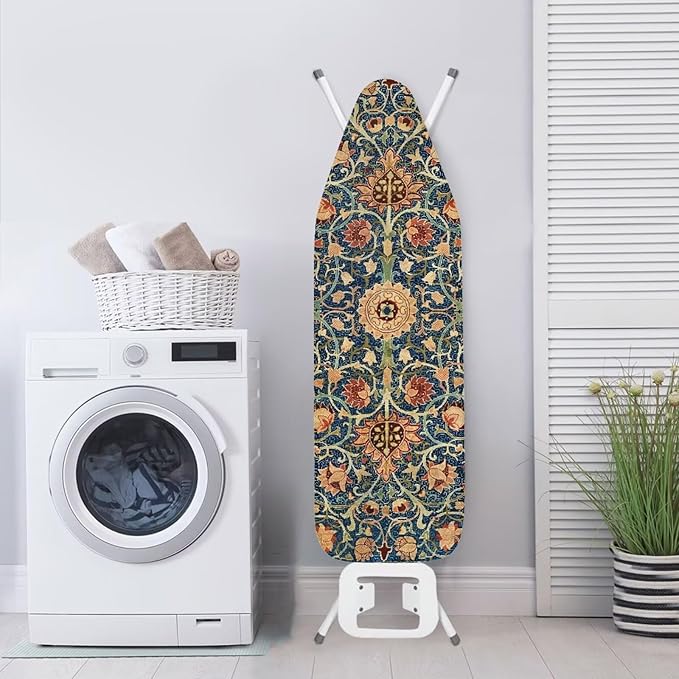 ZCFYGDX Vintage Flower Print 18 x 58 Ironing Board Covers Nylon Buckle Straps Fasteners & Elastic Edge Stain Resistant Breathable,Suitable for Multi-Size Iron Board Relaxing Ironing Experience