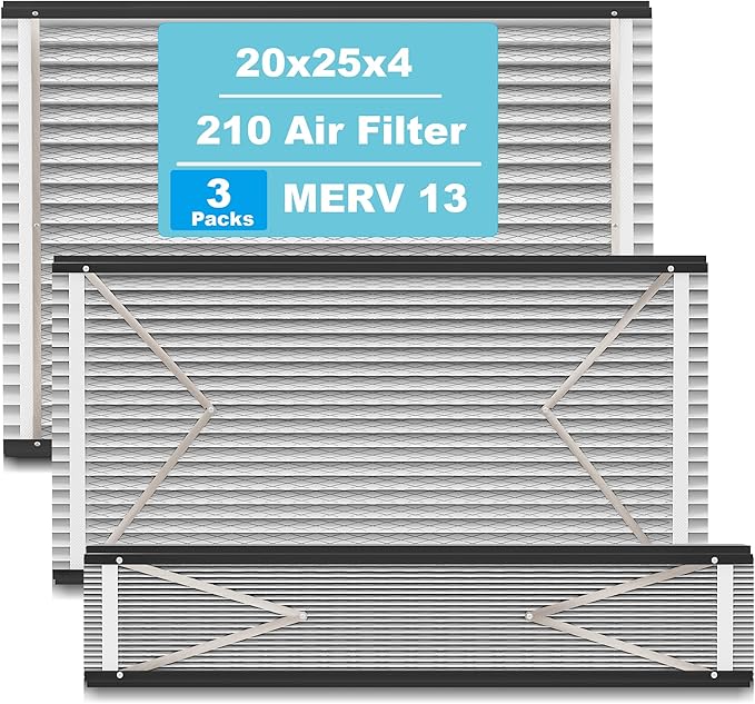 (3-Pack) 210 Replacement Filter Compatible with April-Aire Air Purifiers Actual Size: 21" x 24.75" x 4", Nominal Size: 20''x25''x4'' 1210,1620,2210,2216,3210,MERV-10 Furnace Filter Replacement