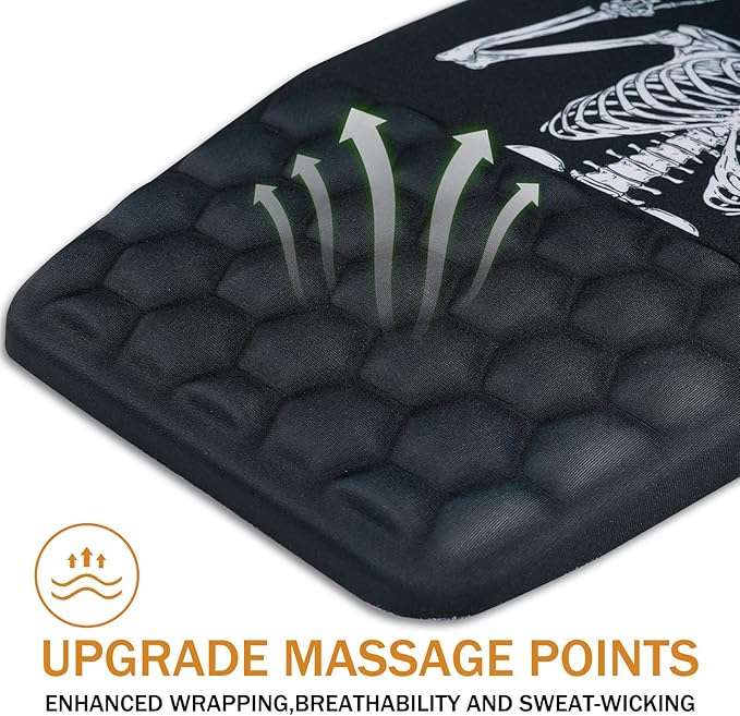 BOCHEERY Ergonomic Mouse Pad Wrist Support,Upgrade Mousepad with Massage Design,Non-Slip PU Base Desktop Mouse Pads for Pain Relief, Computer, Office & Home,12 x 8 in（F-Black Human Skeleton）