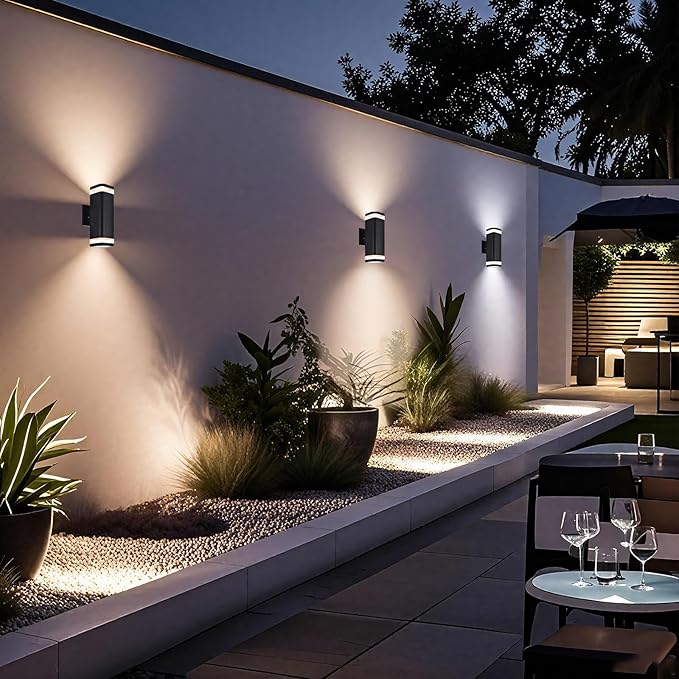 rosykite LED Outdoor Wall Sconce, Dusk to Dawn Outdoor Lighting Fixture, Modern Up Down Porch Lights ETL Listed, Aluminum Exterior Wall Lights for Garage Door,House,Patio 2 Pack
