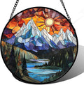 AMDERVEN Stained Glass Window Hanging - Colorful Mountain Lake Landscape Sun Catcher for Door Garden Home Decor Suncatcher Christmas Mother's Day Birthday Gifts for Women Men Mom Nana 7.8 in