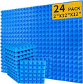 Saiqiang Blue Pyramid Sound Proof Foam Panels for Walls 2"×12"×12" High-Density 24Pack Soundproof Panels Acoustic Foam Panel Noise Absorbing for Studio Soundproofing