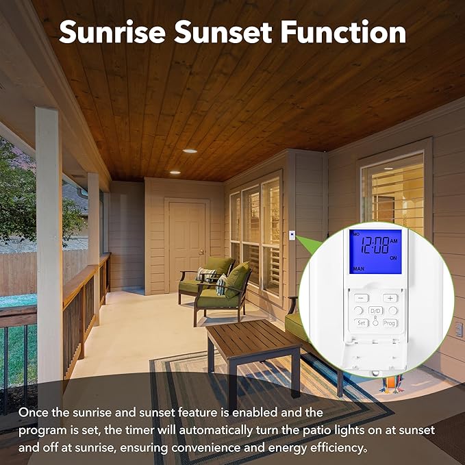 BN-LINK 7 Day Programmable Astronomical Timer Switch for Lights, Sunrise Sunset Programmable Light Switch Timer Indoor in Wall, Neutral Wire Required, Single Pole Only, ETL Listed