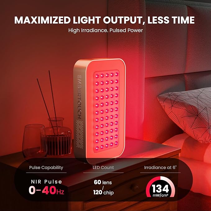 EmberTouch Red Light Therapy Panel - 660nm & 850nm Infrared Light Therapy Lamp with Smart App Control, 55 LEDs High Power Device at Home for Body, Face, Recovery, Skin Health, 115W (PRO100)