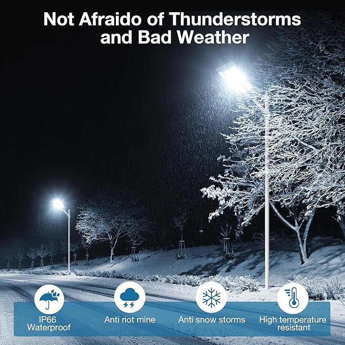 OKPRO 10000W Solar Street Lights Outdoor - Solar Lights Outdoor Waterproof Motion Sensor, Solar Parking Lot Lights Commercial Dusk to Dawn, LED Street Light Solar Powered for Outside, Yard(2 Pack)